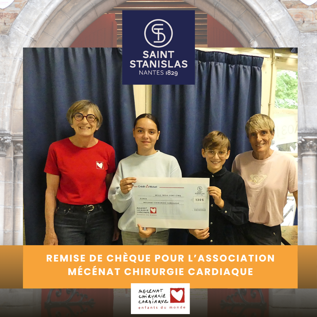 Remise de chèque à Mécénat Chirurgie Cardiaque – Collège Saint Stanislas Nantes